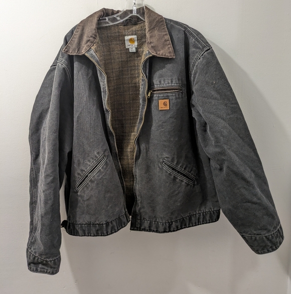 Vintage Carhartt Detroit Jacket J97 BLK Black Blanket Lined Mens 2XL Tall - Picture 2 of 16